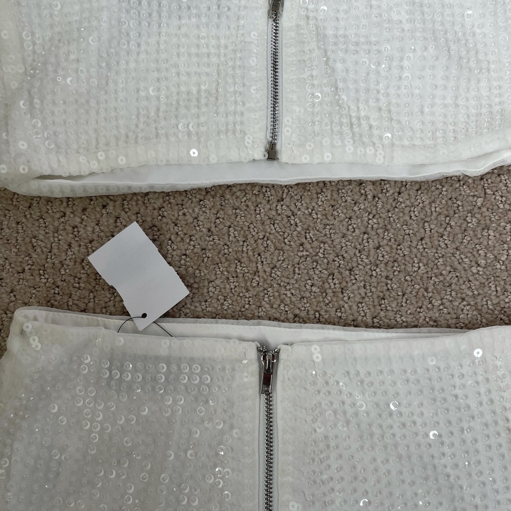 NWT beaded white co ord set mini skirt & tube top - Picture 7 of 8